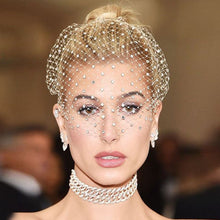 Load image into Gallery viewer, Bling Diamante Hair Hoop Headband Veil Rhinestone Crystals Birdcage Veil