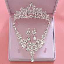 Load image into Gallery viewer, High Quality Fashion Crystal Bridal Jewelry Set Features Tiara Crown Earrings And Necklace Accessory