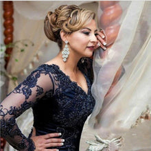 Load image into Gallery viewer, Charming Dark Navy Lace Mermaid Long Sleeve Mother of the Bride