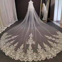 Load image into Gallery viewer, 2 FT Long Lace Bridal Veil  With Comb Blusher Bride Headpiece Accessory