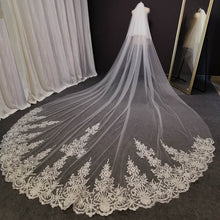 Load image into Gallery viewer, 2 FT Long Lace Bridal Veil  With Comb Blusher Bride Headpiece Accessory