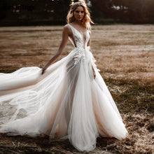 Load image into Gallery viewer, Sexy V-Neck Illusion Wedding Dress Boho Inspired With Lace Appliques