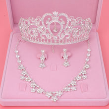 Load image into Gallery viewer, High Quality Fashion Crystal Bridal Jewelry Set Features Tiara Crown Earrings And Necklace Accessory