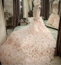 Load image into Gallery viewer, Crystal Mermaid Wedding Dress available in Plus Sizes Features Sweetheart Lace-up Corset