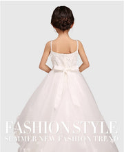 Load image into Gallery viewer, Glitz Spaghetti Straps Princess Flower Girl/Pageant Dress With Long Train - A Thrifty Bride Shop