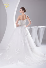 Load image into Gallery viewer, Fabulous And Flirty New Design Wedding Dress With Petals On One Shoulder Free Shipping - A Thrifty Bride Shop