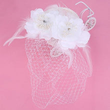 Load image into Gallery viewer, Beautiful Bird Cage Veil Netting Face Short Feather Flower Bridal Fascinator Accessory