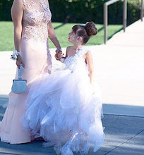 Load image into Gallery viewer, Flower Girl Dress With Little Petals On Bodice And Tutu Skirt With Train Tulle Couture Inspired - A Thrifty Bride Shop