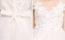 Load image into Gallery viewer, Glitz Spaghetti Straps Princess Flower Girl/Pageant Dress With Long Train - A Thrifty Bride Shop