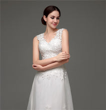 Load image into Gallery viewer, lovely Cap Sleeves Lace Appliques And Pearls Luxury Wedding Gown Free Shipping - A Thrifty Bride Shop