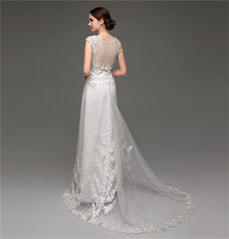 Load image into Gallery viewer, lovely Cap Sleeves Lace Appliques And Pearls Luxury Wedding Gown Free Shipping - A Thrifty Bride Shop