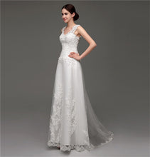 Load image into Gallery viewer, lovely Cap Sleeves Lace Appliques And Pearls Luxury Wedding Gown Free Shipping - A Thrifty Bride Shop