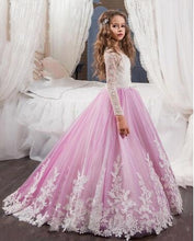 Load image into Gallery viewer, Elegant Lace Long Sleeves Flower Girl Dress With Court Train - A Thrifty Bride Shop