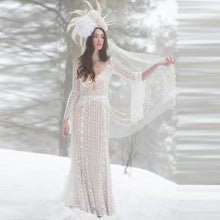 Load image into Gallery viewer, Lace Boho Wedding Dress Long Sleeves Floor Length And Backless Free Shipping - A Thrifty Bride Shop