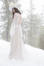 Load image into Gallery viewer, Lace Boho Wedding Dress Long Sleeves Floor Length And Backless Free Shipping - A Thrifty Bride Shop