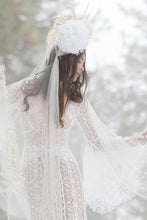 Load image into Gallery viewer, Lace Boho Wedding Dress Long Sleeves Floor Length And Backless Free Shipping - A Thrifty Bride Shop