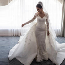 Load image into Gallery viewer, Long Sleeve Mermaid Detachable Tail And Applique Wedding Dress Free Shipping - A Thrifty Bride Shop