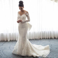 Load image into Gallery viewer, Long Sleeve Mermaid Detachable Tail And Applique Wedding Dress Free Shipping - A Thrifty Bride Shop