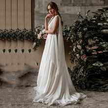 Load image into Gallery viewer, The Sales Rack-A-Line Beach Bohemian Bridal Dress Made In Chiffon With Lace Appliques - A Thrifty Bride Shop