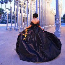 Load image into Gallery viewer, Gothic Sheer Black Prom/Bridal Hi-Lo Tailor Made Sweep Train Maxi Gown Free Shipping - A Thrifty Bride Shop