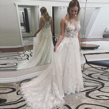 Load image into Gallery viewer, Beautiful Beach Wedding Dress Tulle With Appliques A Line Boho Inspired Free Shipping - A Thrifty Bride Shop