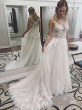 Load image into Gallery viewer, Beautiful Beach Wedding Dress Tulle With Appliques A Line Boho Inspired Free Shipping - A Thrifty Bride Shop