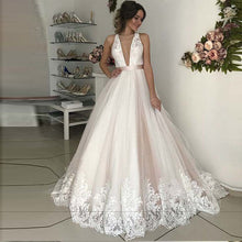 Load image into Gallery viewer, V-Neck Tulle with Appliques A Line Boho Bride/Wedding Dress Vestido De Novia Free Shipping - A Thrifty Bride Shop