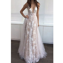 Load image into Gallery viewer, Women Vestido Beach  Perspective Lace Deep V-neck Sequin Floor-Length Maxi Dress Open Back Long Dress Women Party Dress 2018 - A Thrifty Bride Shop