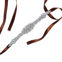 Load image into Gallery viewer, Womens  Waist Belt  Elegant Rhinestone Ribbon Sash Dress Waistband - A Thrifty Bride Shop