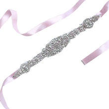Load image into Gallery viewer, Womens  Waist Belt  Elegant Rhinestone Ribbon Sash Dress Waistband - A Thrifty Bride Shop