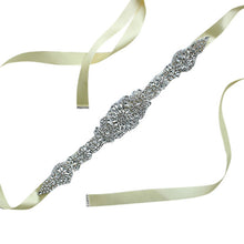 Load image into Gallery viewer, Womens  Waist Belt  Elegant Rhinestone Ribbon Sash Dress Waistband - A Thrifty Bride Shop