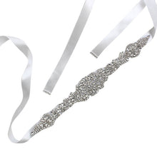Load image into Gallery viewer, Womens  Waist Belt  Elegant Rhinestone Ribbon Sash Dress Waistband - A Thrifty Bride Shop