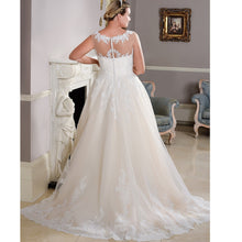 Load image into Gallery viewer, New Arrival Scoop Neck Plus Size Sleeveless Lace Applique A-line Bridal Gown Free Shipping - A Thrifty Bride Shop