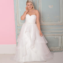 Load image into Gallery viewer, Plus Size Organza Bridal Dress Sweetheart Sleeveless Beading And Ruffles Create A Slimming Illusion Free Shipping - A Thrifty Bride Shop