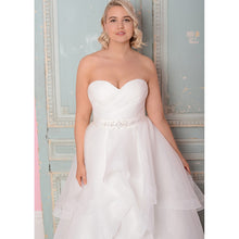 Load image into Gallery viewer, Plus Size Organza Bridal Dress Sweetheart Sleeveless Beading And Ruffles Create A Slimming Illusion Free Shipping - A Thrifty Bride Shop
