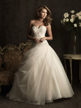 Load image into Gallery viewer, Designer Sexy Lace Beaded Champagne Ball Gown Organza Wedding Dress - A Thrifty Bride Shop