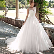 Load image into Gallery viewer, Gorgeous Scoop Cap Sleeves Wedding Dress In Soft Tulle And Beaded Free Shipping - A Thrifty Bride Shop