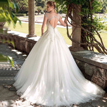 Load image into Gallery viewer, Gorgeous Scoop Cap Sleeves Wedding Dress In Soft Tulle And Beaded Free Shipping - A Thrifty Bride Shop