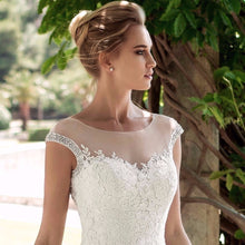 Load image into Gallery viewer, Gorgeous Scoop Cap Sleeves Wedding Dress In Soft Tulle And Beaded Free Shipping - A Thrifty Bride Shop