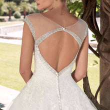 Load image into Gallery viewer, Gorgeous Scoop Cap Sleeves Wedding Dress In Soft Tulle And Beaded Free Shipping - A Thrifty Bride Shop