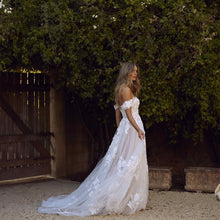 Load image into Gallery viewer, The Sales Rack-Lace Bridal Dress  with off the shoulders appliques A Line Princess style Free Shipping - A Thrifty Bride Shop