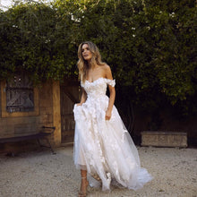Load image into Gallery viewer, The Sales Rack-Lace Bridal Dress  with off the shoulders appliques A Line Princess style Free Shipping - A Thrifty Bride Shop