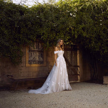Load image into Gallery viewer, The Sales Rack-Lace Bridal Dress  with off the shoulders appliques A Line Princess style Free Shipping - A Thrifty Bride Shop