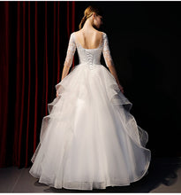 Load image into Gallery viewer, Robe De Marie Ruffles Lace Tulle Ball Gown Wedding Dress  With Sleeves Corset Back Custom Made Free Shipping - A Thrifty Bride Shop
