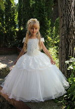 Load image into Gallery viewer, New Ball Gown Cap-sleeve Boat neckline First Communion  Lace Beads Flower Girl Dress - A Thrifty Bride Shop