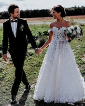 Load image into Gallery viewer, Sexy Lace Wedding Dress Off  The Shoulder And See Through With Full Skirt Free Shipping - A Thrifty Bride Shop