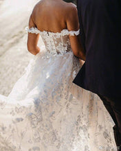 Load image into Gallery viewer, Sexy Lace Wedding Dress Off  The Shoulder And See Through With Full Skirt Free Shipping - A Thrifty Bride Shop