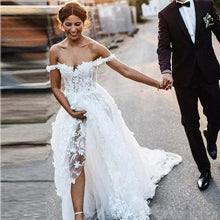 Load image into Gallery viewer, Sexy Lace Wedding Dress Off  The Shoulder And See Through With Full Skirt Free Shipping - A Thrifty Bride Shop