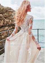 Load image into Gallery viewer, Exquisite Tulle V-neck A-line Wedding Dress With Lace Appliques Elegant Tulle Long Skirt - A Thrifty Bride Shop