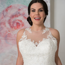 Load image into Gallery viewer, Elegant O-neck Plus Size Bridal Dress Custom Made See Through Organza Appliqued A-line - A Thrifty Bride Shop